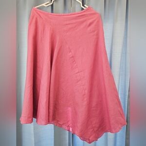 Dana Buchman Asymmetrical A-Line Midi 100% Linen Skirt